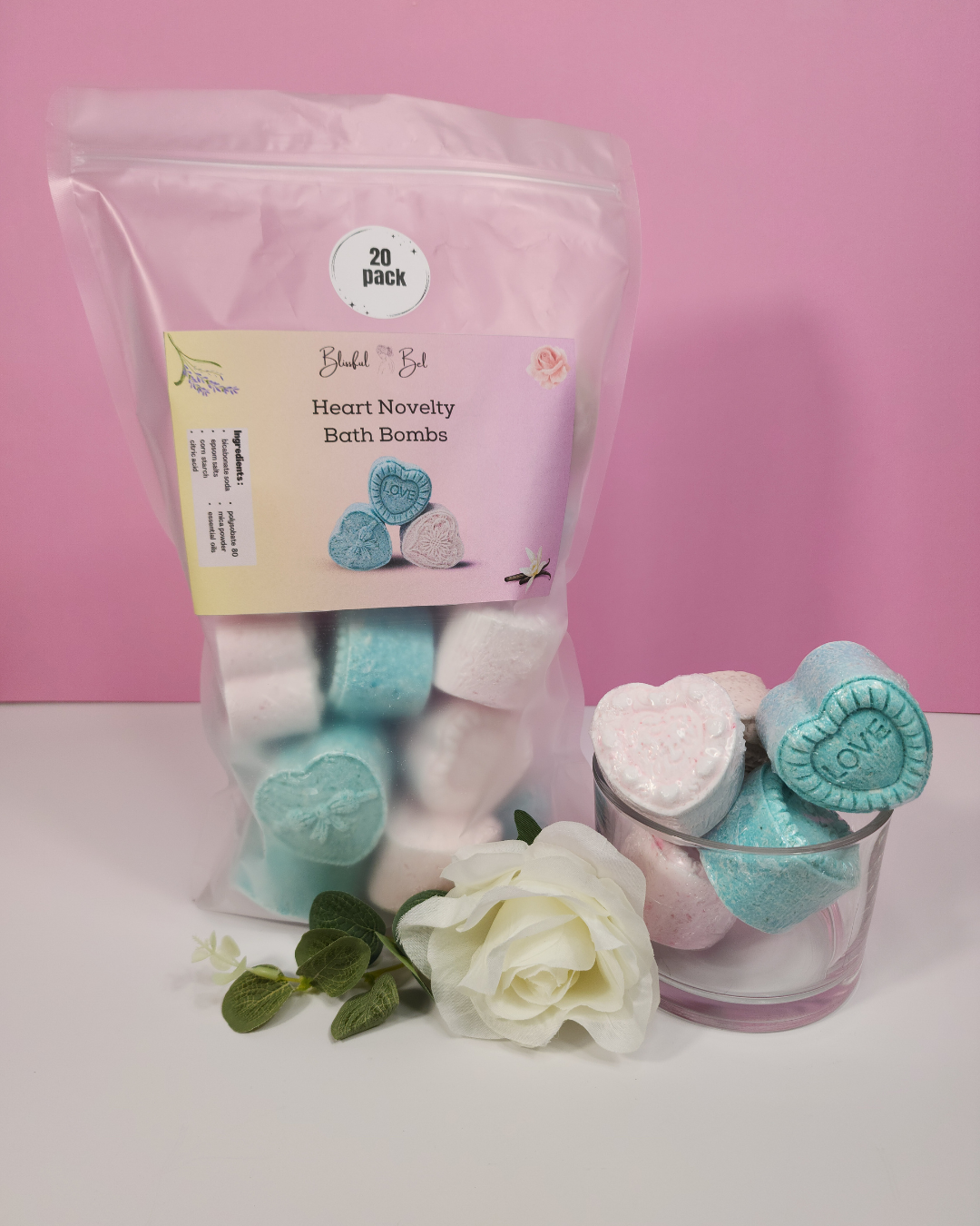 Mini Heart Bath Bombs (20 pack)