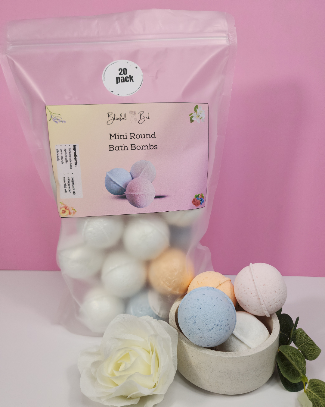 Mini Round Bath Bombs (20 pack)