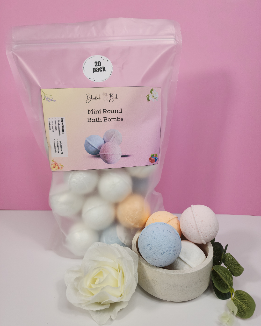 Mini Round Bath Bombs (20 pack)