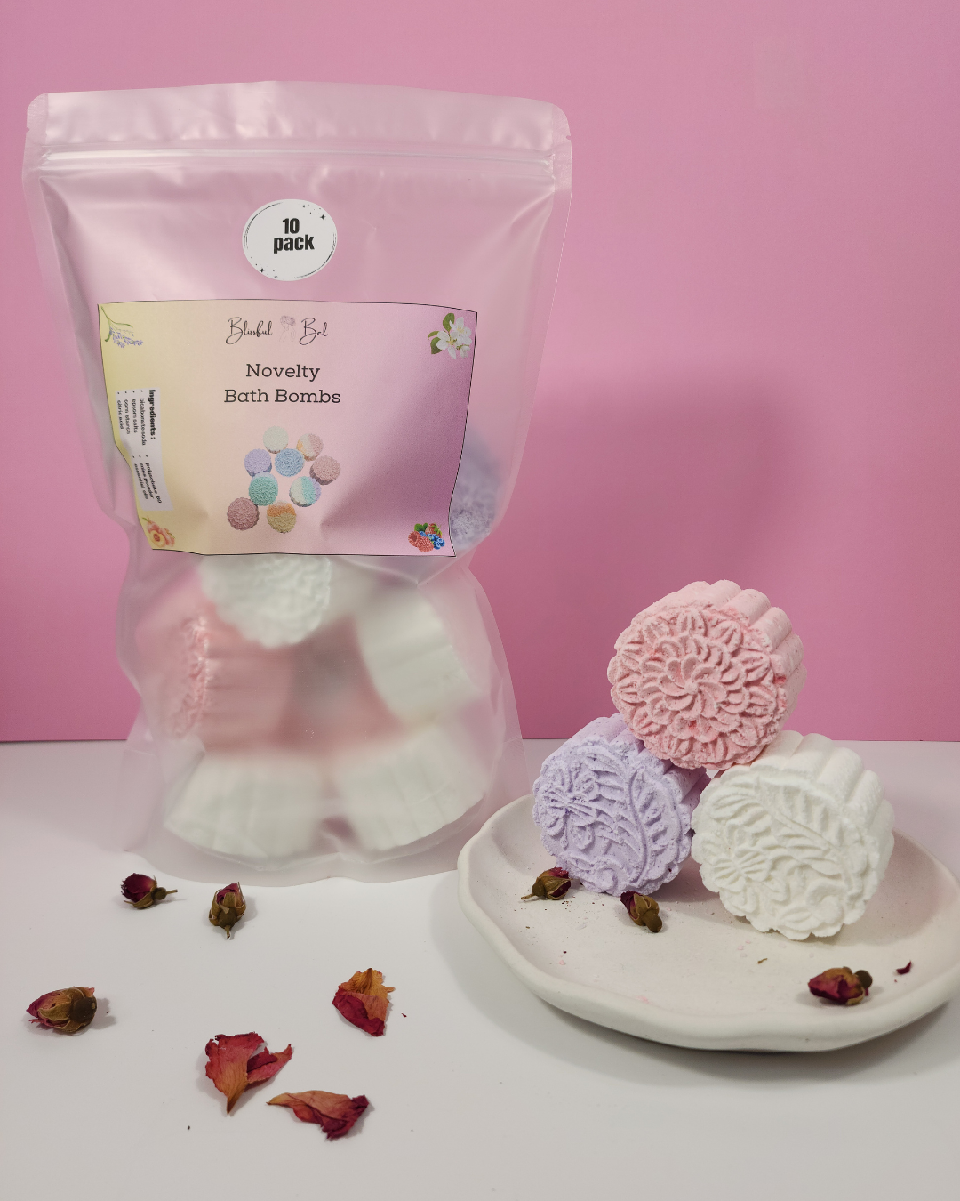 Round Novelty Flower Bath Bomb (10 Pack)