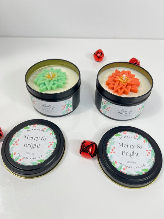 Merry & Bright Christmas Holiday Candle