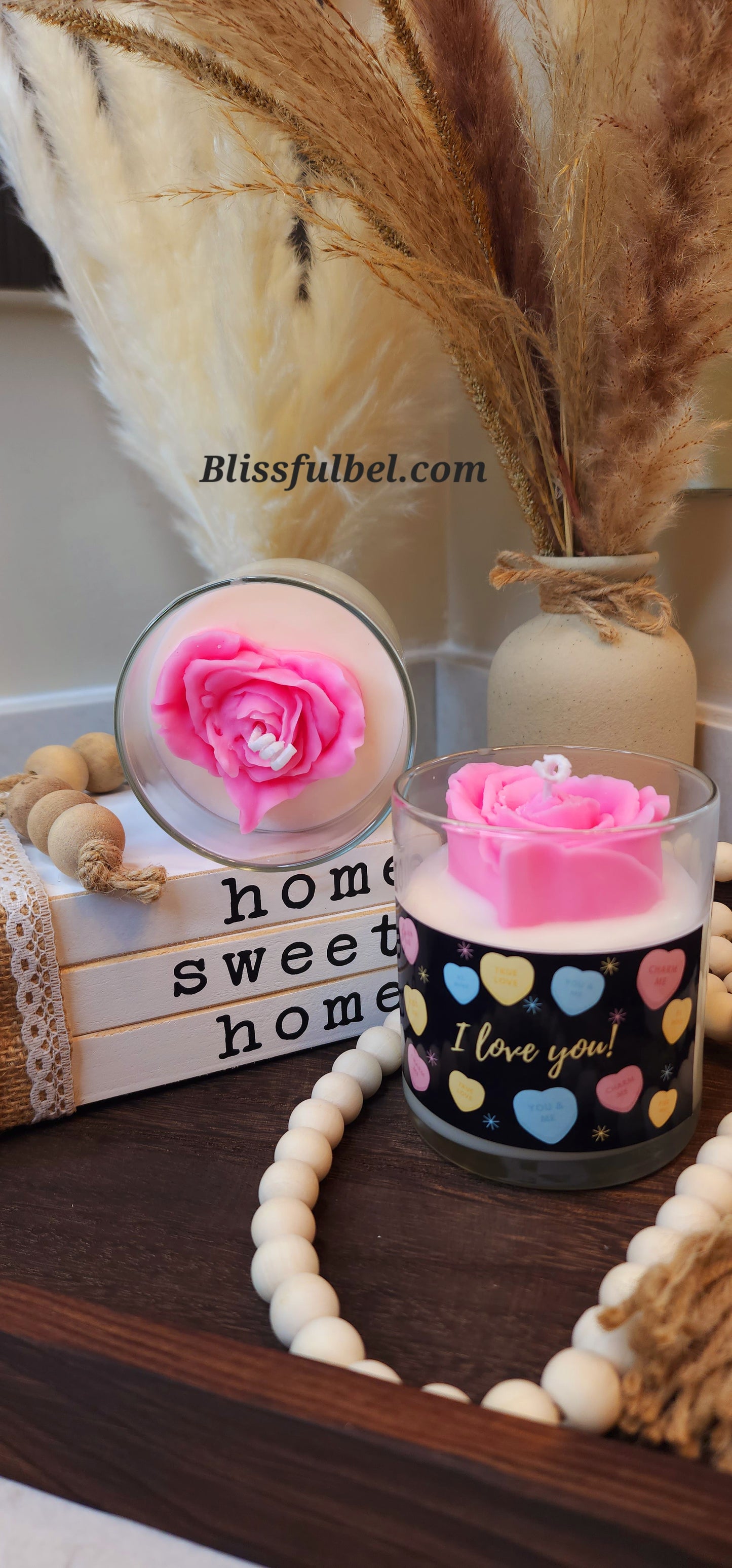 Valentine Rose Flower Candle