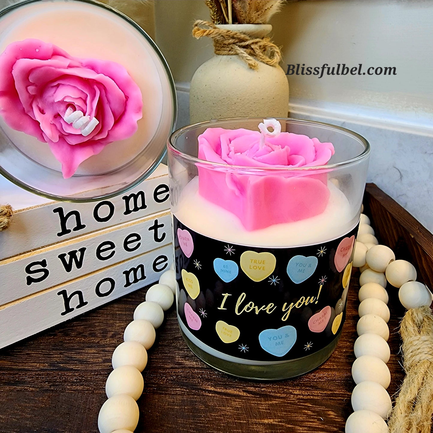 Valentine Rose Flower Candle