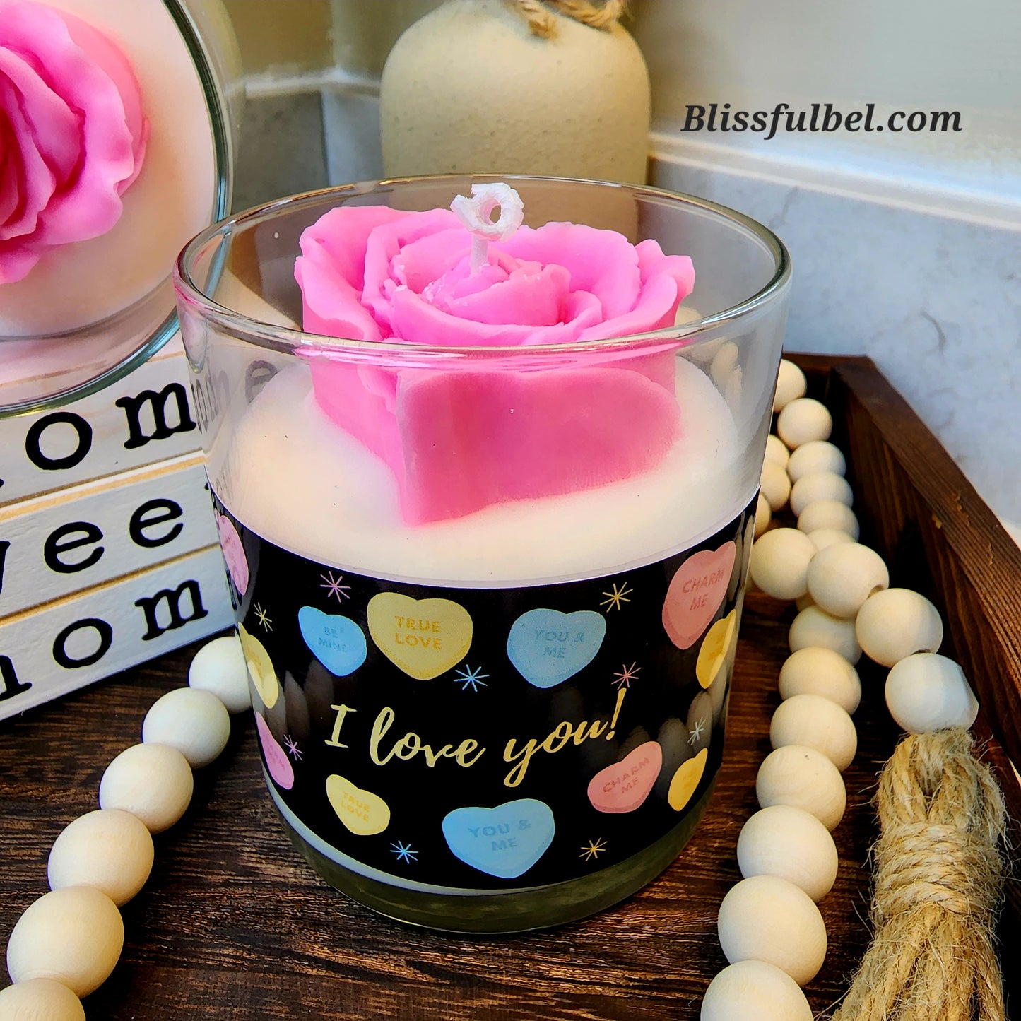 Valentine Rose Flower Candle